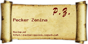 Pecker Zenina névjegykártya